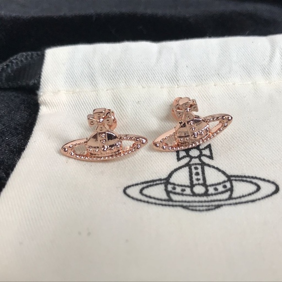 Vivienne Westwood Jewelry - Vivienne Westwood Rose Gold Orb Logo Earrings Stud